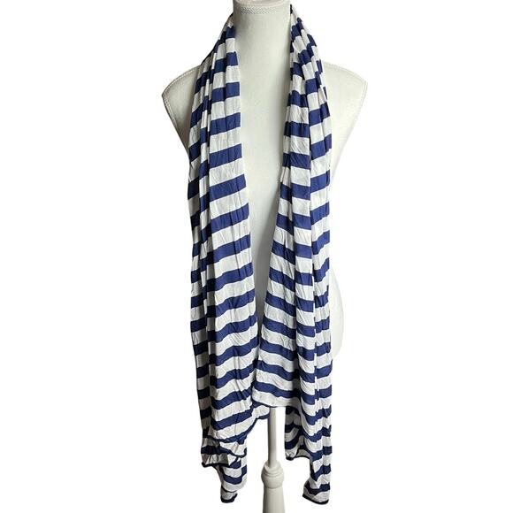 Banana Republic Blue and White Striped Scarf Shawl Coastal Nautical Beachy - Picture 1 of 5